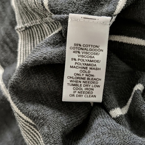 LOFT Relaxed Fit Dolman Sleeve Peep Shoulder Stripe Knit Sweater size Large - Picture 3 of 8